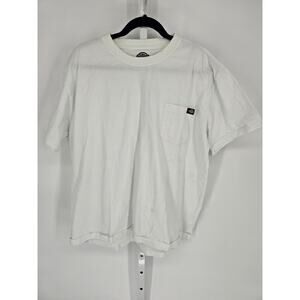 Dickies Women's White Crew Neck Cotton Short Sleeve Pocket Tee Top Size XL/TG